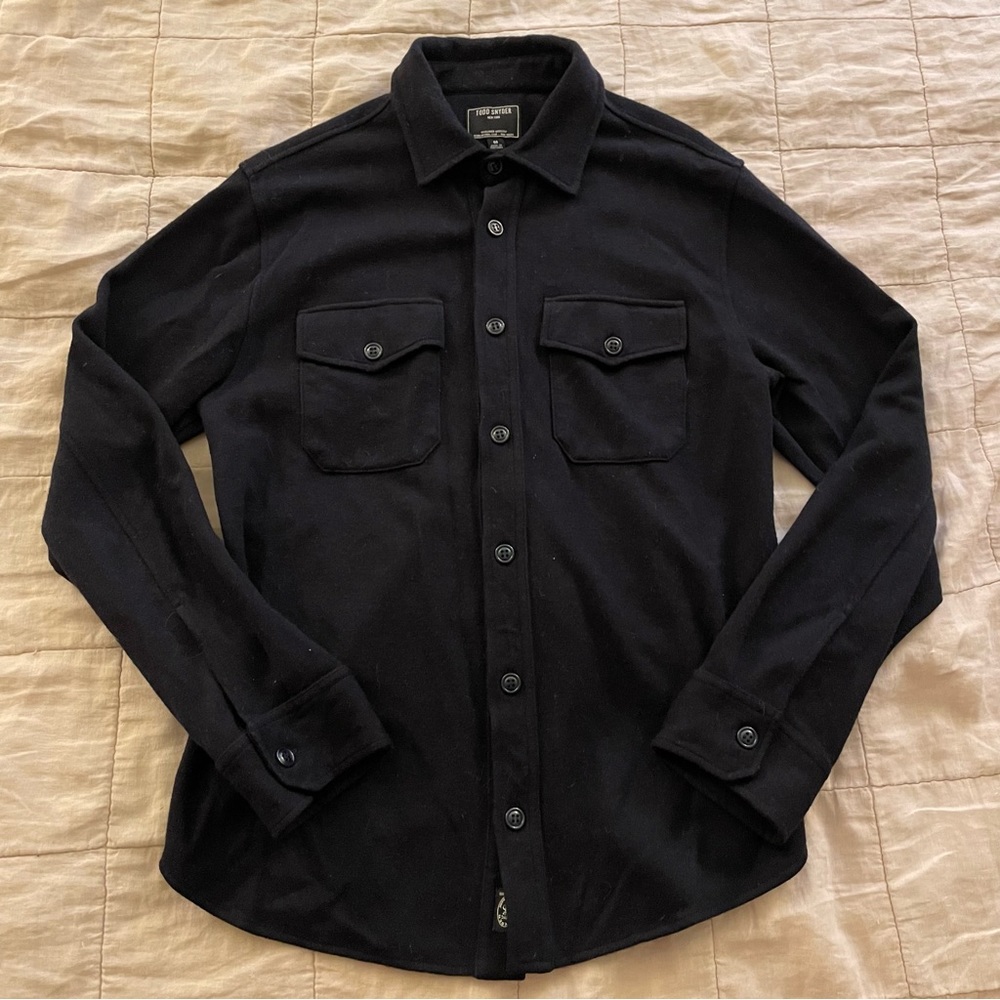 Todd Snyder navy blue button down flannel shirt